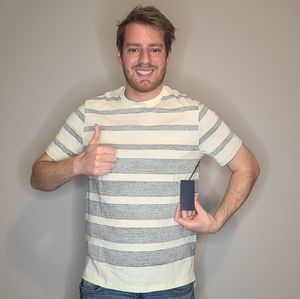 Large Five Four Striped Off White and Gray T Shirt